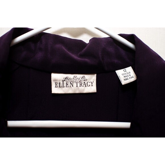 Linda Allard Ellen Tracy womens purple Silk 12 button down shirt - Picture 3 of 6
